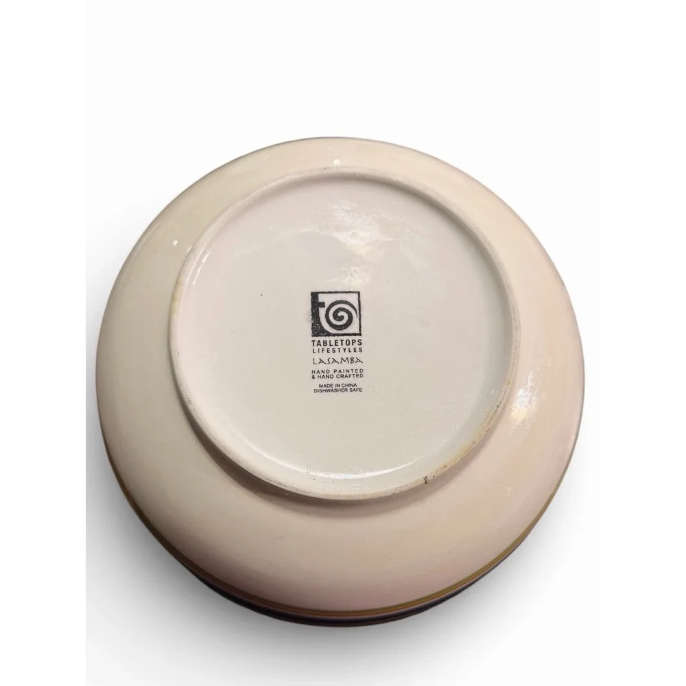 Tabletops‎ Lifestyles Large Lasamba Pattern Hand Painted Serving Bowl